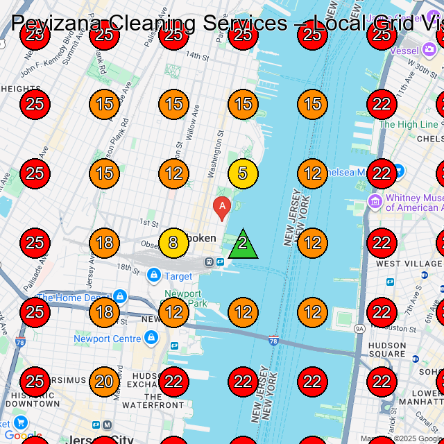 Peyizana Cleaning Services GeoGrid visibility map for House Cleaning Service in Hoboken
